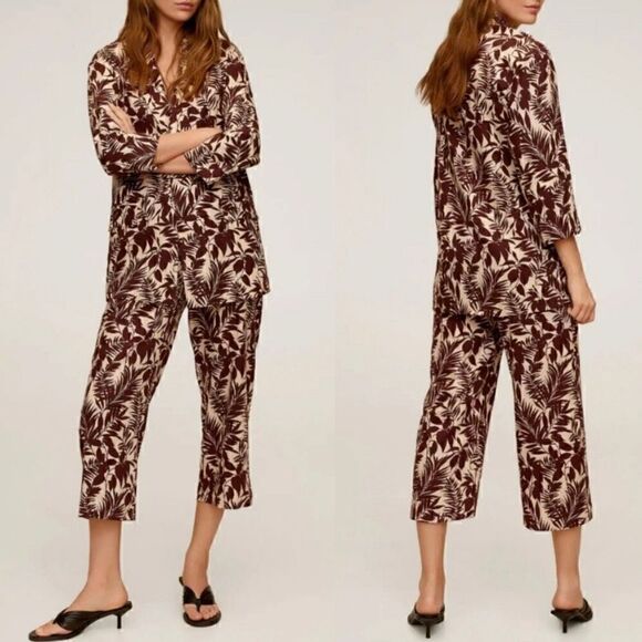 MNG Mango Linen Blend Tropical Print Notch Collar Oversized Blazer Women’s XXS - Picture 7 of 16